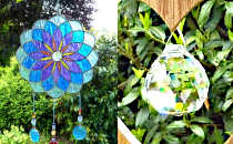 Handgemachter Glas-Kolibri Suncatcher – Mit Swarovski-Kristall, Gelb/pink, Für Fenster & Lichtspiele