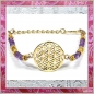 Preview: Zierliches Blume des Lebens Armband mit Amethyst und Messing