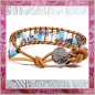 Preview: Boho Hippie Armband Glasperlen Leder Lebensbaum