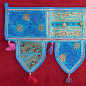 Preview: Thoran Türbehang türkis-blau mit Pailetten und bunten Stickereien