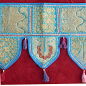 Preview: Thoran Türbehang türkis-blau mit Pailetten und bunten Stickereien
