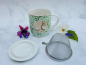 Preview: Baum des Lebens Teetasse mit Deckel und Teefilter weiss-gold