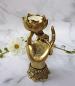 Preview: Teelichthalter Hand mit Lotus goldfarben