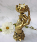 Preview: Teelichthalter Hand mit Lotus goldfarben