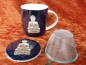 Preview: Teetasse Buddha nachtblau mit Deckel und Edelstahl-Teefilter, 0,4 l