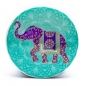 Mobile Preview: Teetasse mit blau-goldenem Elefanten   auf türkisem Mandala-Hintergrund