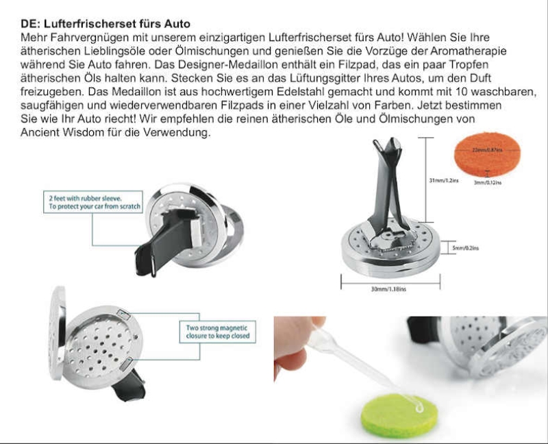 Auto Aroma Diffusor Lufterfrischer-Set  Anleitung