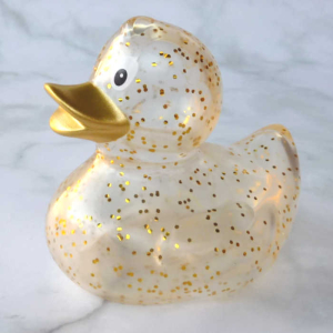 Preview: Glamouröse goldglitzernde Badeente Quietscheente