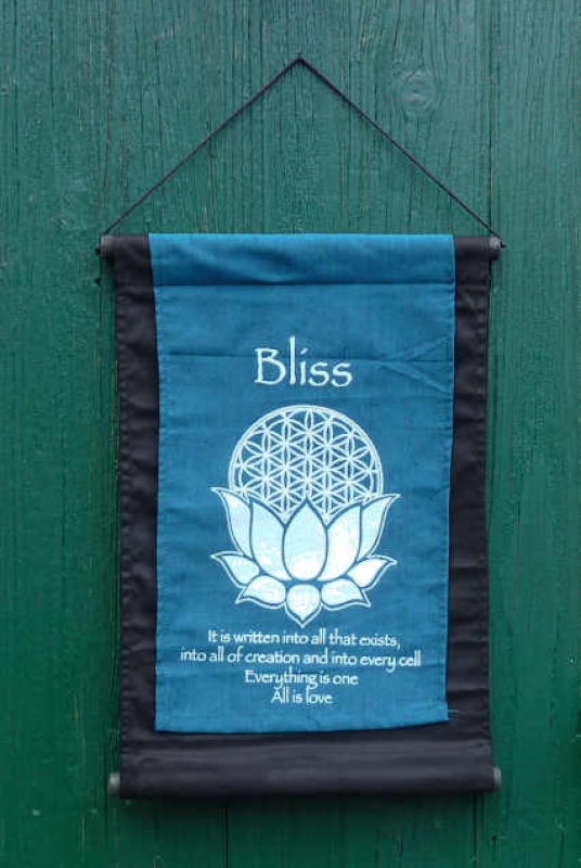 Wandbehang Bliss Türkis mit Blume des Lebens & Lotus