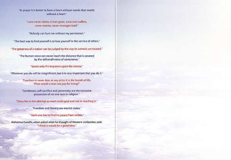 Spirituelle Briefkarte Mahatma Gandhi  Innenseiten