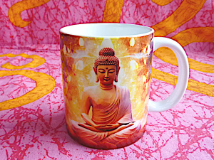 Buddha Tasse Orange, Gelb, Braun