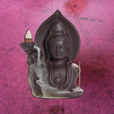 Preview: Buddha Räucherwasserfall Rückfluss-Kegelhalter schwarz