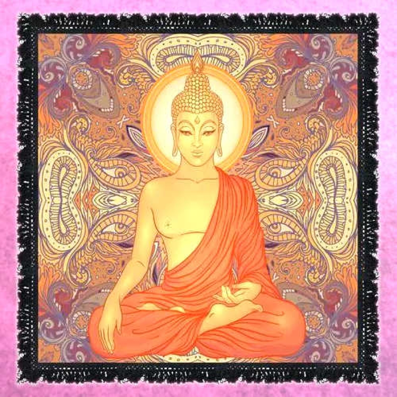 Dekotuch Altardecke Buddha Baumwolle orange-bunt  60x60cm