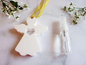 Duftset Bourbon Vanille, Duftstein Engel mit Vanilleduft-Spray