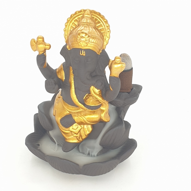 Rückfluss Räucherkegel-Halter Buddha mit Wasserfalleffekt