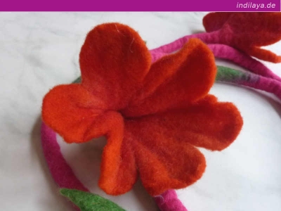 Preview: Blütengirlande Filz orange pink