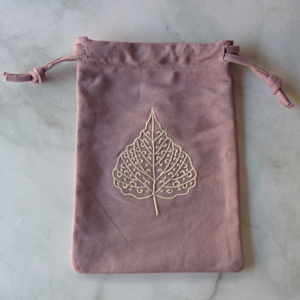 Bio Geschenkbeutel Stoffbeutel flieder mit Bodhiblatt