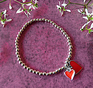 Perlenarmband  Herz Charm