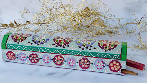 Preview: Handbemalter Räucherstäbchenhalter Holzbox Räucherbox