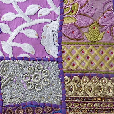 Violetter indischer Patchwork-Kissenbezug
