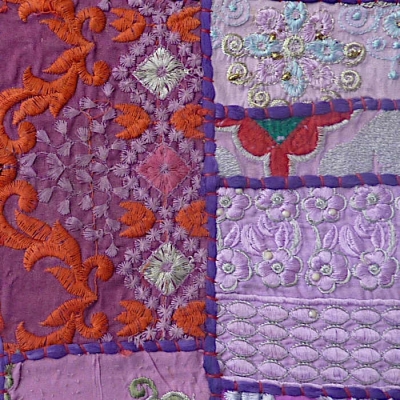 Violetter indischer Patchwork-Kissenbezug