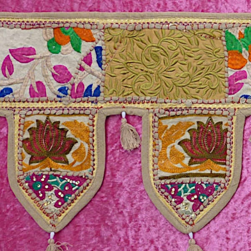 Preview: Thoran Türbehang sandfarben Pailetten Stickereien 5 Lamellen