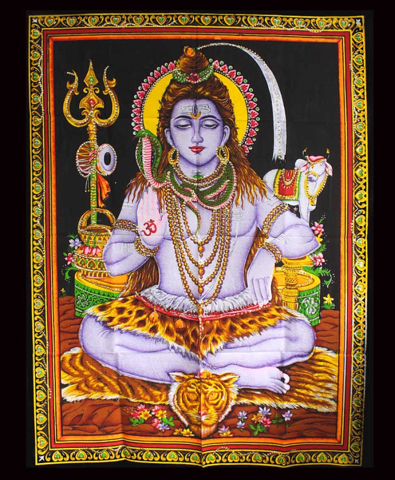 Shiva Indischer Wandbehang Baumwolle m. Pailletten