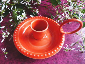 Preview: Stabkerzenhalter Emaille rot 10cm
