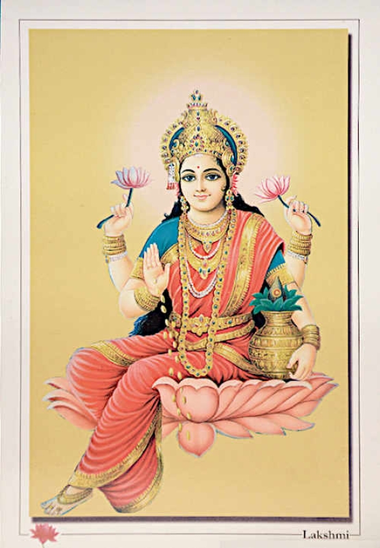 Postkarte Lakshmi, Göttin des Glücks und der Schönheit