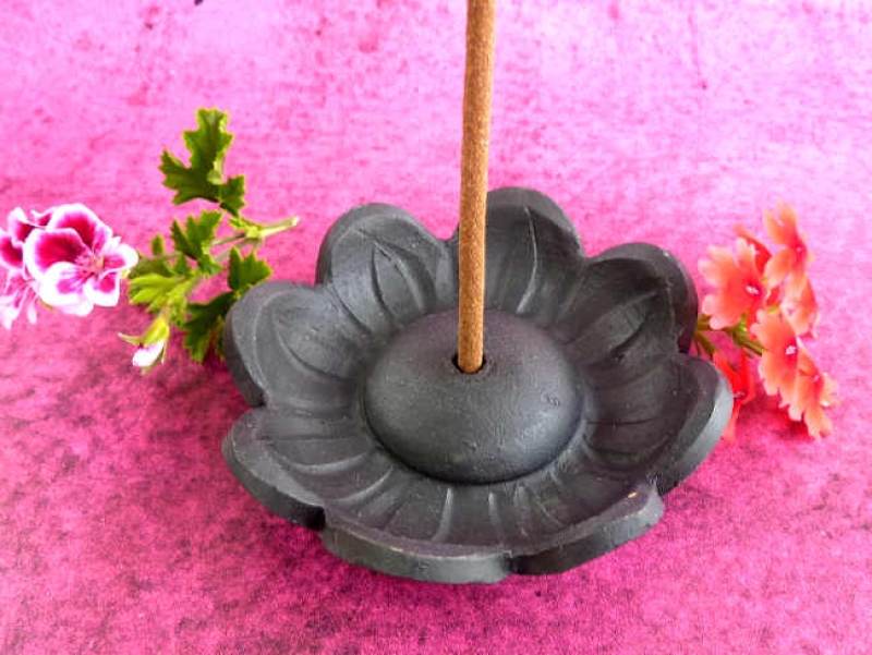 Lotus Stäbchen-Halter für dicke tibetische Stäbchen, schwarz