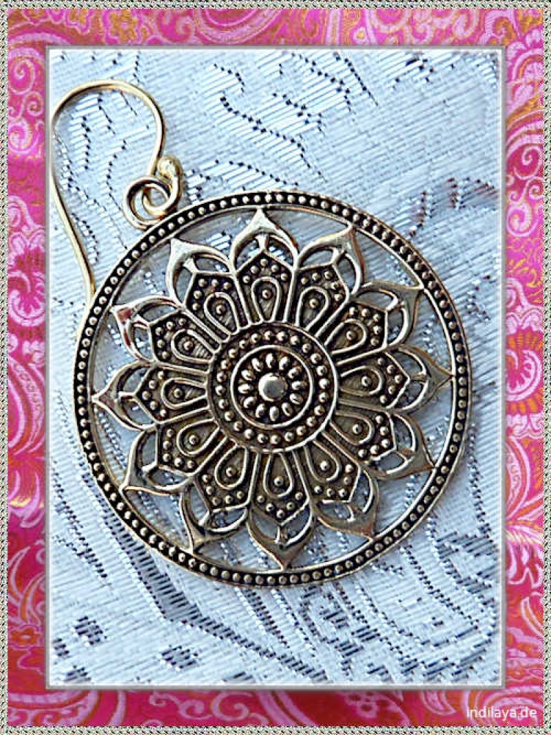 Boho Lotus Mandala Ohrringe Ohrhänger Messing