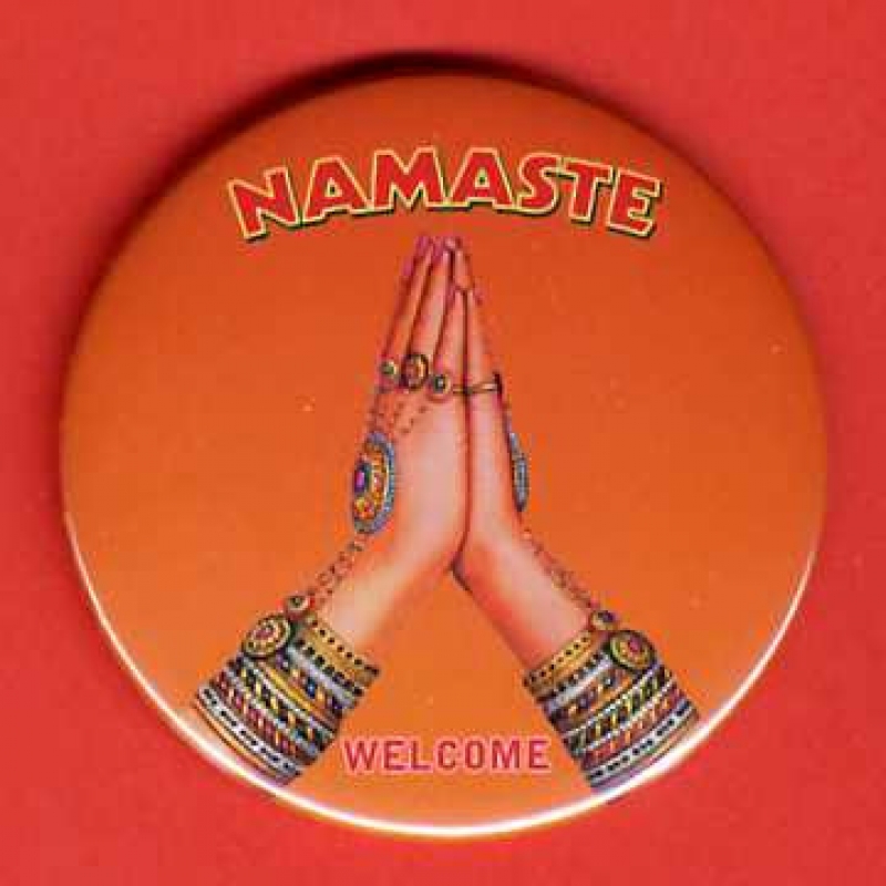 Magnet Namaste  Willkommen rund