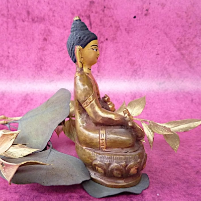 Buddha Buddhafigur Medizinbuddha  Kupfer vergoldet 8,5cm
