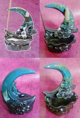 Preview: Mondsichel Räucherwasserfall Backflow Rückfluss-Kegelhalter Weihrauchbrenner