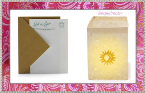 Preview: Briefkarte Taube mit Windlicht aus hangeschöpftem Nepal-Papier