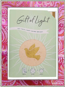 Geschenk Taube Briefkarte mit Lotus Windlicht aus hangeschöpftem Nepal-Papier