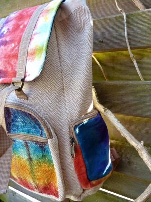 Preview: Hochwertiger Hanf Rucksack Batik aus Nepal