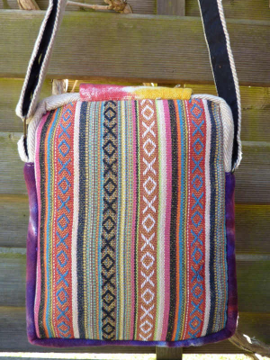 Preview: Hochwertige Hanf Umhängetasche Batik aus Nepal