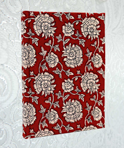 Notizbuch mit Baumwolleinband, Blumenmuster weinrot