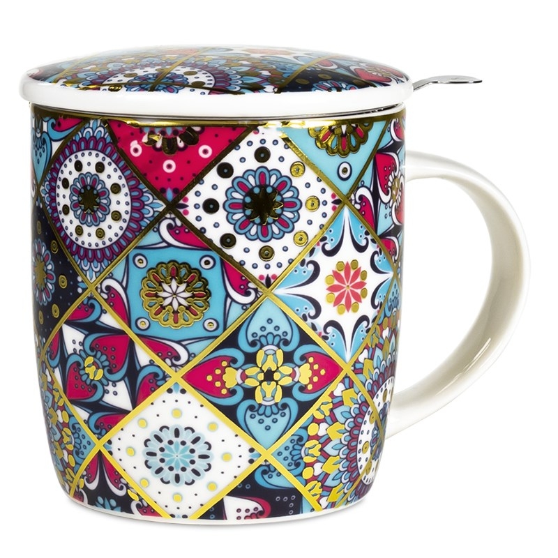 Teetasse Oriental mit Deckel und Edelstahl-Teefilter