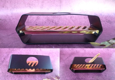 Preview: Palo Santo Stick Halter schwarz-gold Metall