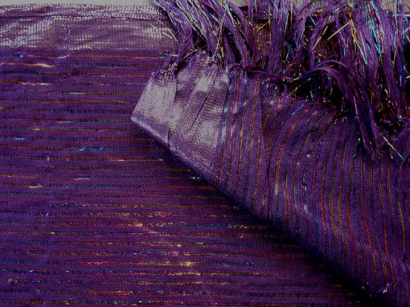 Preview: Schal dunkelblau-lila  mit Fransen und Glitzerstreifen aus Lurex