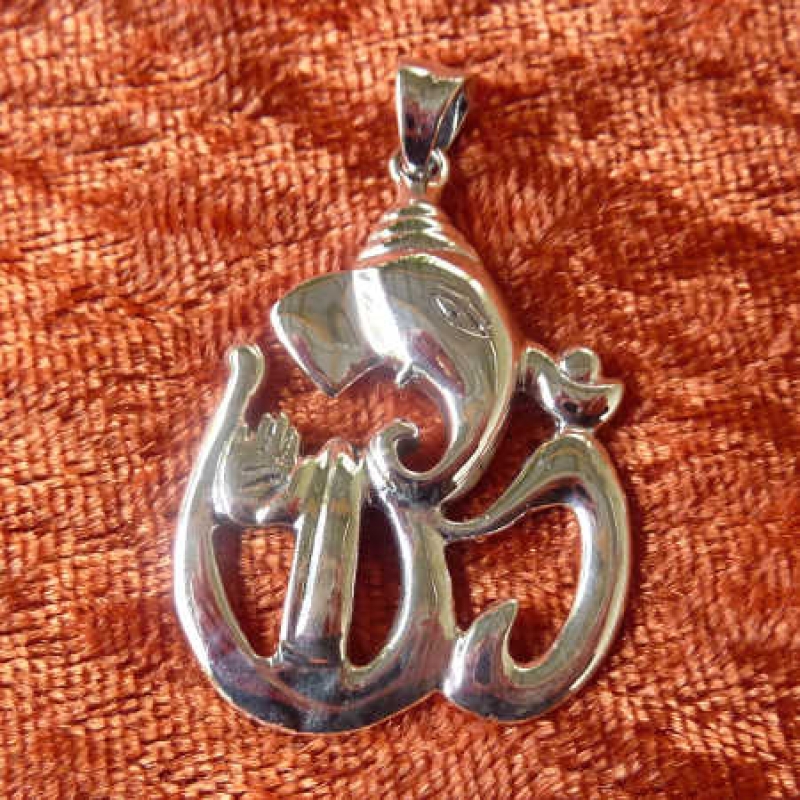 Anhänger Ganesha im OM, 925er Silber