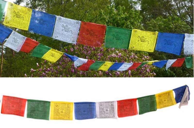 Tibetische Gebetsfahnen,14 x19 cm 5,00 Meter Länge Buddhismus,Tibet, 