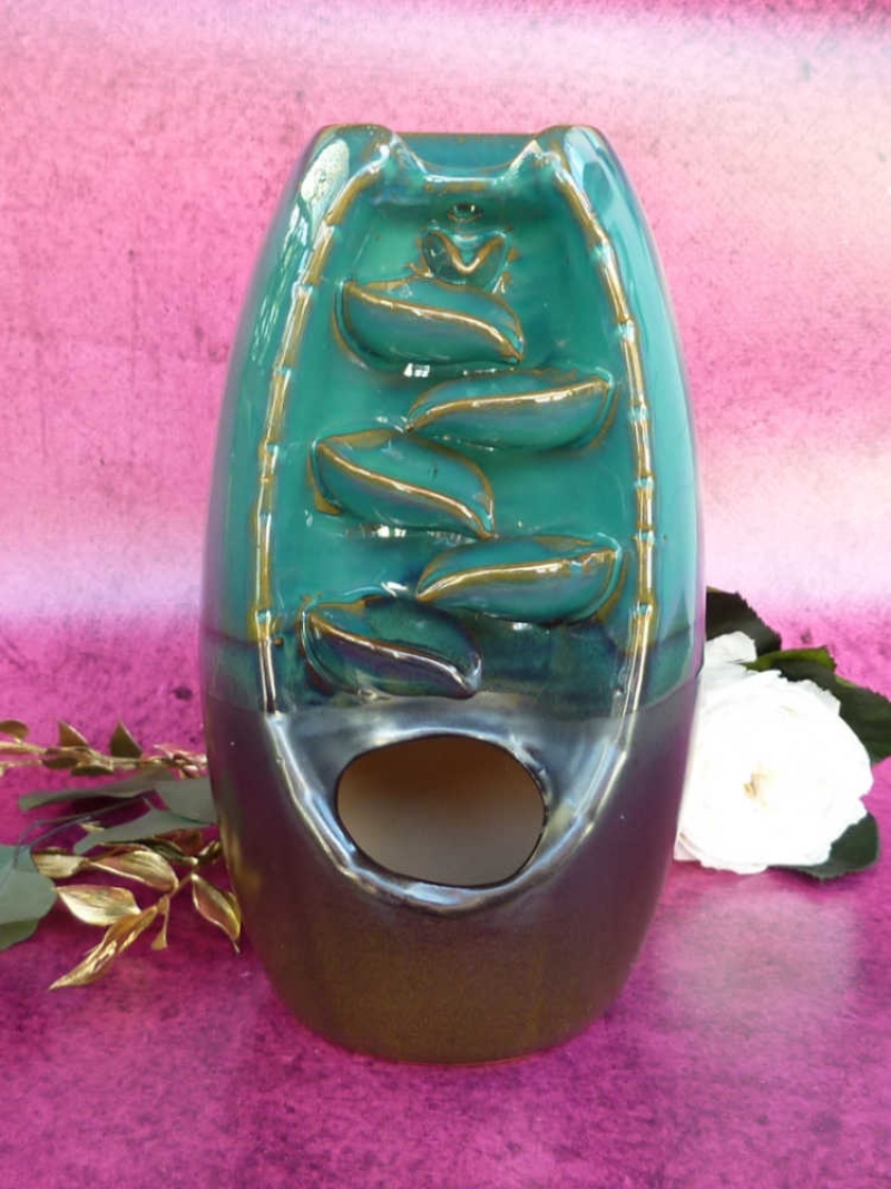 Räucherwasserfall Rückfluss- Kegelhalter Kaskaden türkis, Keramik