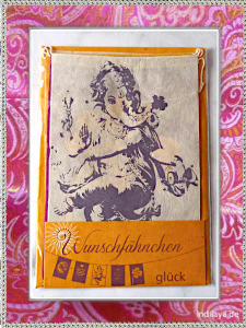 Preview: Grußkarte mit Wunschfähnchen aus Nepal - Glück