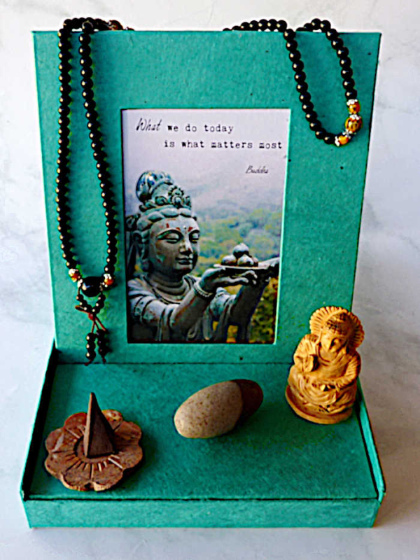 Altar für daheim und unterwegs - türkis mit Silberdruck