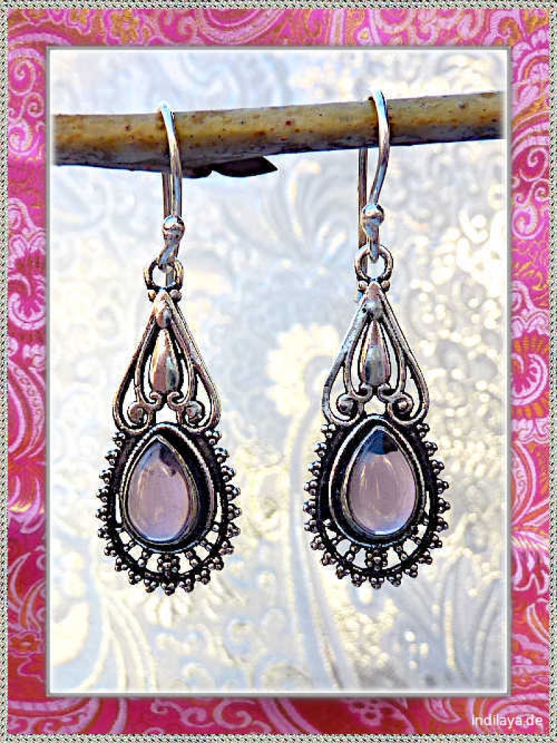 Amethyst Ohrringe Ohrhaenger silberfarben Messing