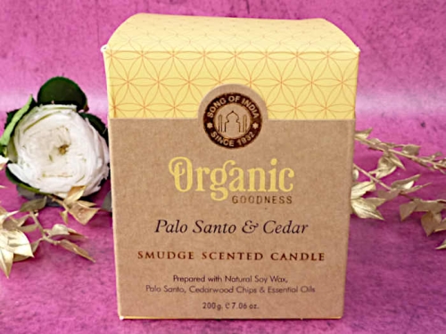 Bio Soja Duftkerze Palo Santo & Cedar von Song of India  200g