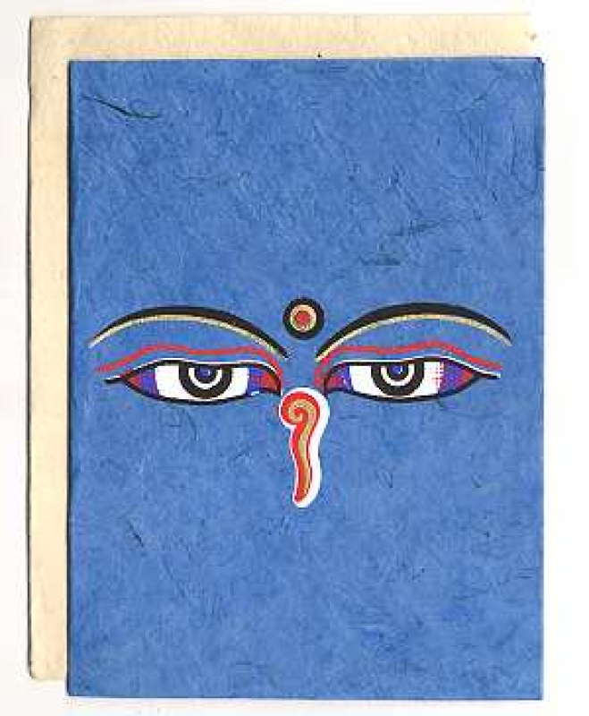 Briefkarte Buddhas Eyes Hellblau